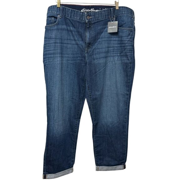 EDDIE BAUER Womens Jeans Plus Size 24W Boyfriend Slim Ankle Blue Denim NWT - Picture 1 of 11